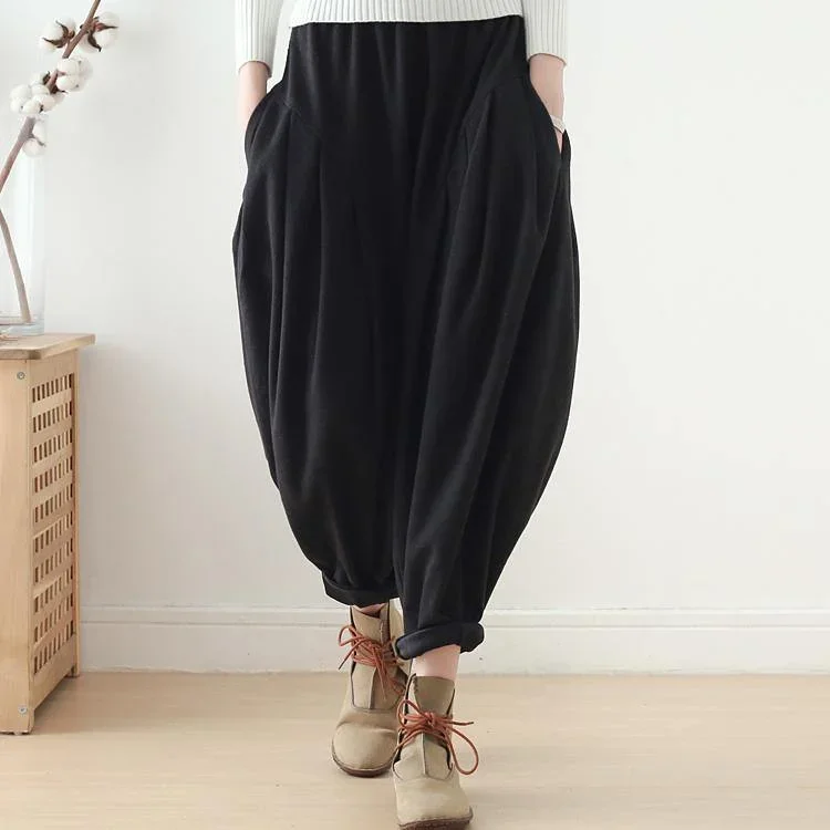 women black cotton harem pants plus size fashion wide leg pants