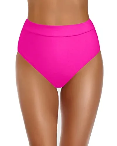 Women's Sexy High Waisted Bikini Bottoms Swimwear-Neon Pink